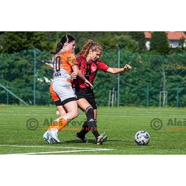 during 1.ZNL Triglav 2025/2026 league women’s football match between Primorje Tosla Nutricosmetics and ZNK Cerklje in Ajdovscina, Slovenia on August 24, 2025