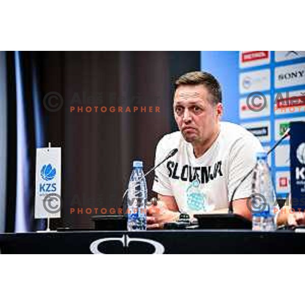 Aleksander Sekulic of Slovenia National team during press conference before departure to EurBasket 2025 in Ljubljana, Slovenia on August 25, 2025 