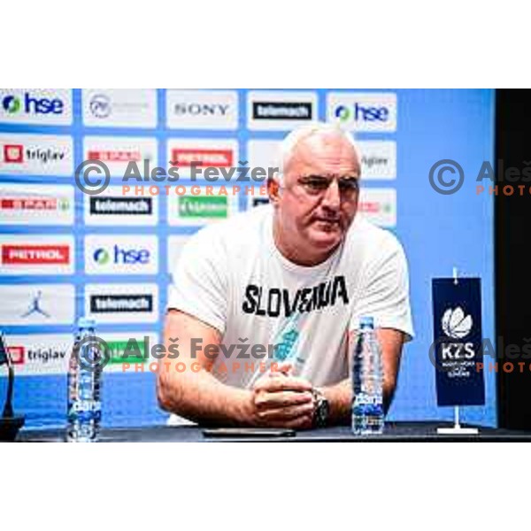 Sasa Doncic of Slovenia National team during press conference before departure to EurBasket 2025 in Ljubljana, Slovenia on August 25, 2025
