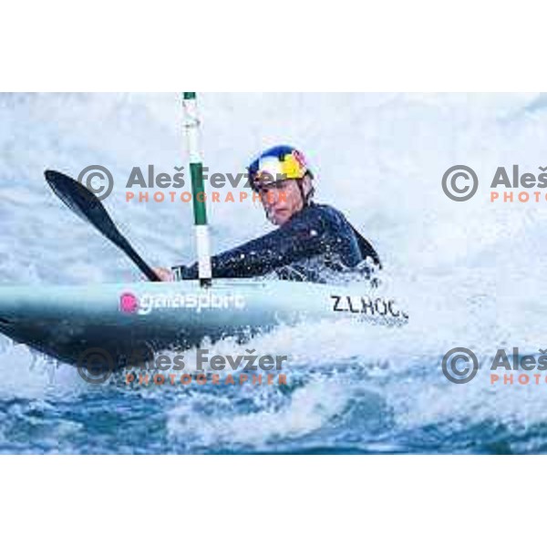 Ziga Lin Hocevar of Slovenia during practice session before 2025 World Cup Canoe Slalom race in Tacen, Ljubljana, Slovenia on August 27, 2025