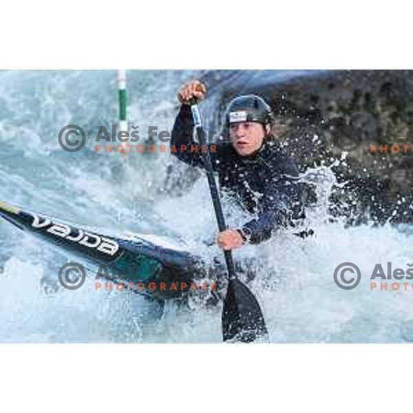 Alja Kozorog of Slovenia during practice session before 2025 World Cup Canoe Slalom race in Tacen, Ljubljana, Slovenia on August 27, 2025