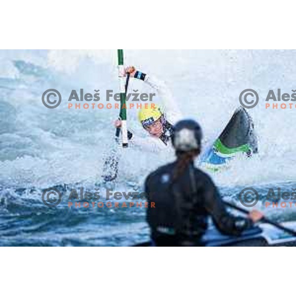 Eva Alina Hocevar of Slovenia during practice session before 2025 World Cup Canoe Slalom race in Tacen, Ljubljana, Slovenia on August 27, 2025