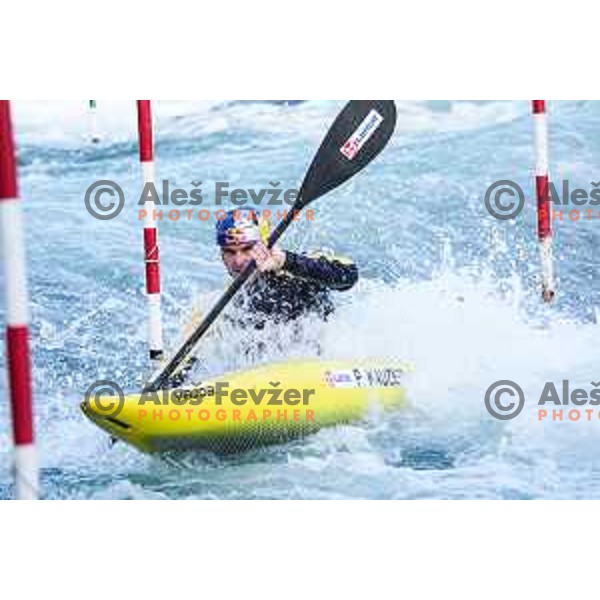 Peter Kauzer of Slovenia during practice session before 2025 World Cup Canoe Slalom race in Tacen, Ljubljana, Slovenia on August 27, 2025