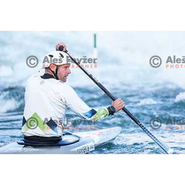 Benjamin Savsek of Slovenia during practice session before 2025 World Cup Canoe Slalom race in Tacen, Ljubljana, Slovenia on August 27, 2025