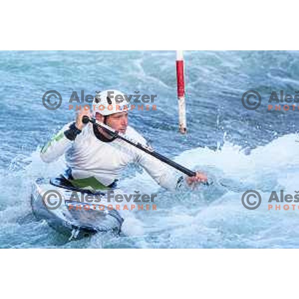 Benjamin Savsek of Slovenia during practice session before 2025 World Cup Canoe Slalom race in Tacen, Ljubljana, Slovenia on August 27, 2025