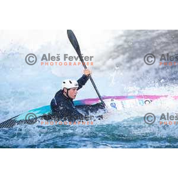 Ajda Novak of Slovenia during practice session before 2025 World Cup Canoe Slalom race in Tacen, Ljubljana, Slovenia on August 27, 2025