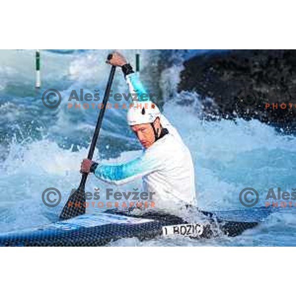 Luka Bozic of Slovenia during practice session before 2025 World Cup Canoe Slalom race in Tacen, Ljubljana, Slovenia on August 27, 2025