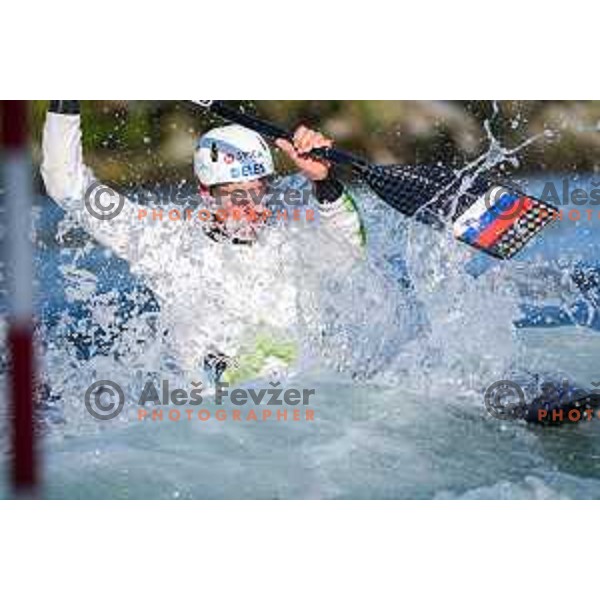 Benjamin Savsek of Slovenia during practice session before 2025 World Cup Canoe Slalom race in Tacen, Ljubljana, Slovenia on August 27, 2025