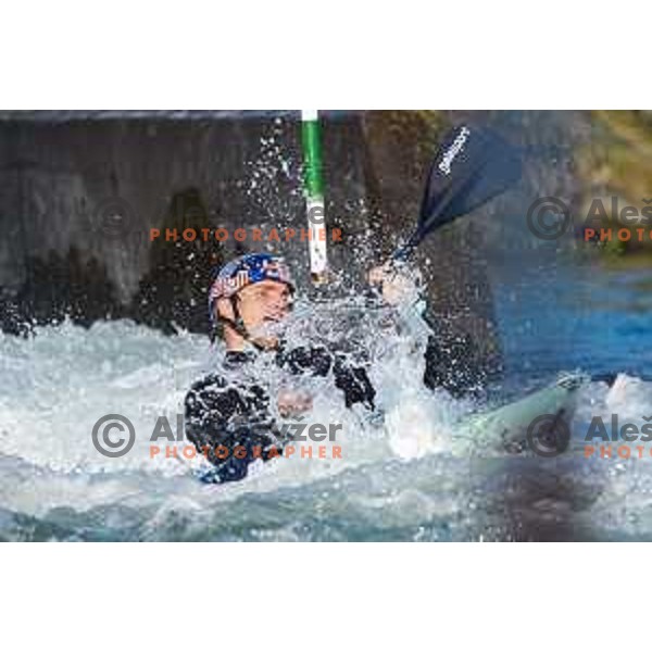 Ziga Lin Hocevar of Slovenia during practice session before 2025 World Cup Canoe Slalom race in Tacen, Ljubljana, Slovenia on August 27, 2025