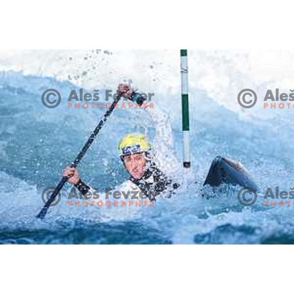 Eva Alina Hocevar of Slovenia during practice session before 2025 World Cup Canoe Slalom race in Tacen, Ljubljana, Slovenia on August 27, 2025
