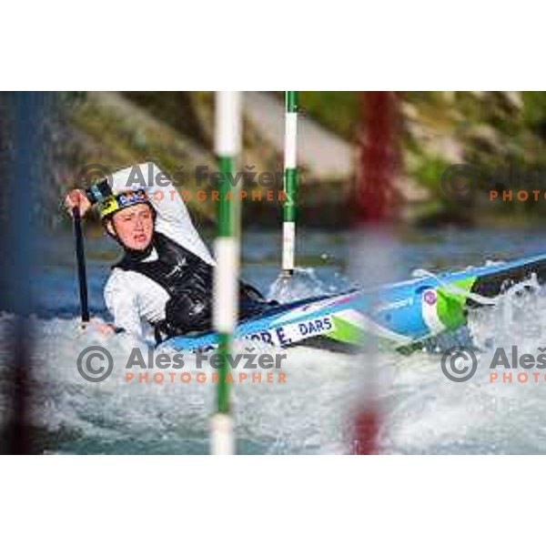 Eva Alina Hocevar of Slovenia during practice session before 2025 World Cup Canoe Slalom race in Tacen, Ljubljana, Slovenia on August 27, 2025