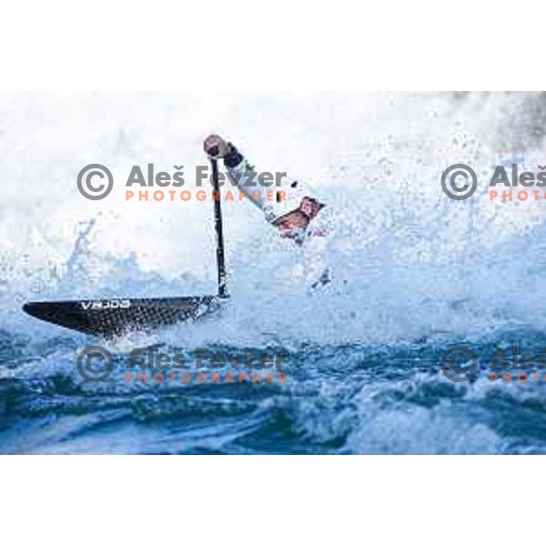 Benjamin Savsek of Slovenia during practice session before 2025 World Cup Canoe Slalom race in Tacen, Ljubljana, Slovenia on August 27, 2025