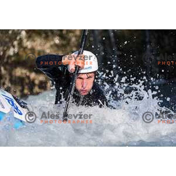 Martin Srabotnik of Slovenia during practice session before 2025 World Cup Canoe Slalom race in Tacen, Ljubljana, Slovenia on August 27, 2025