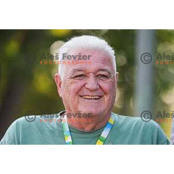 Coach Peter Kauzer Senior of Slovenia during practice session before 2025 World Cup Canoe Slalom race in Tacen, Ljubljana, Slovenia on August 27, 2025