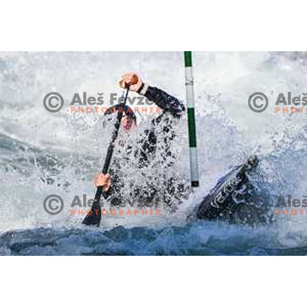 Alja Kozorog of Slovenia during practice session before 2025 World Cup Canoe Slalom race in Tacen, Ljubljana, Slovenia on August 27, 2025