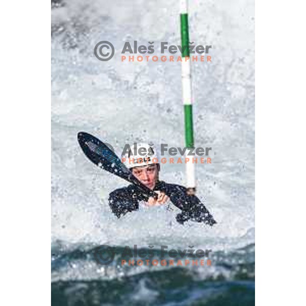 Ajda Novak of Slovenia during practice session before 2025 World Cup Canoe Slalom race in Tacen, Ljubljana, Slovenia on August 27, 2025