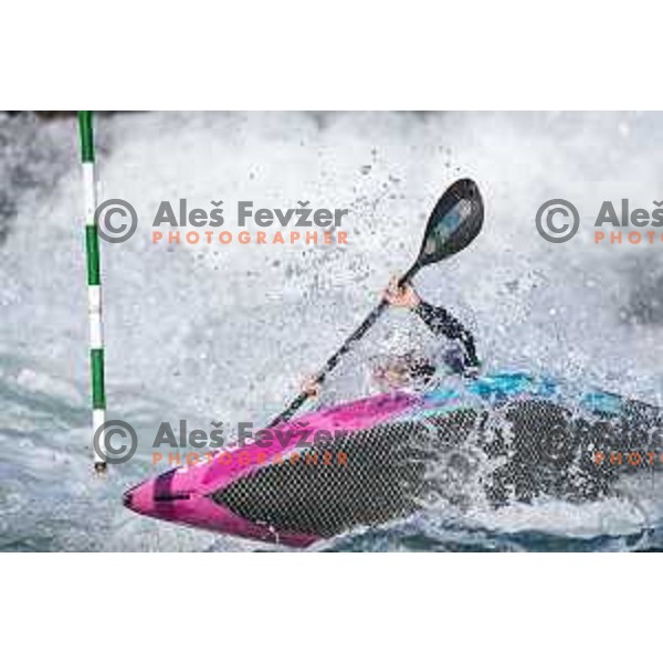 Ajda Novak of Slovenia during practice session before 2025 World Cup Canoe Slalom race in Tacen, Ljubljana, Slovenia on August 27, 2025