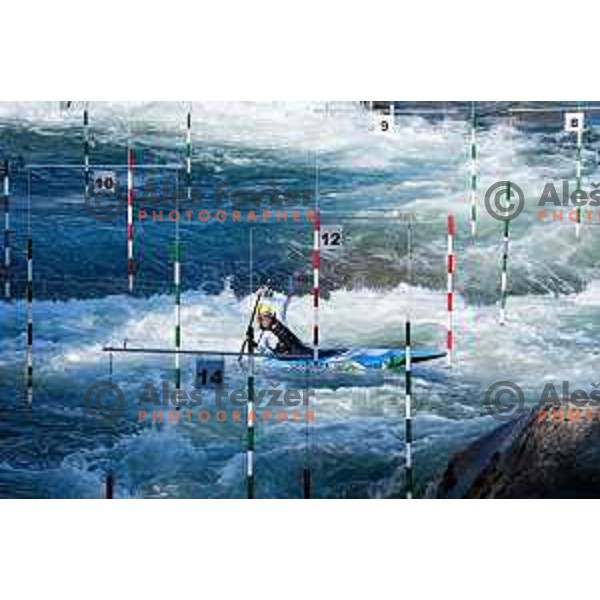 Eva Alina Hocevar of Slovenia during practice session before 2025 World Cup Canoe Slalom race in Tacen, Ljubljana, Slovenia on August 27, 2025