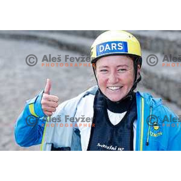 Eva Alina Hocevar of Slovenia during practice session before 2025 World Cup Canoe Slalom race in Tacen, Ljubljana, Slovenia on August 27, 2025
