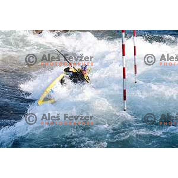 Peter Kauzer of Slovenia during practice session before 2025 World Cup Canoe Slalom race in Tacen, Ljubljana, Slovenia on August 27, 2025