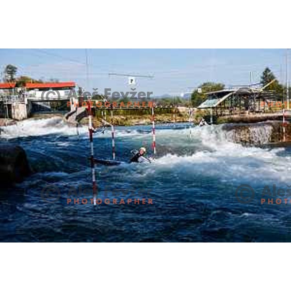 Eva Alina Hocevar of Slovenia during practice session before 2025 World Cup Canoe Slalom race in Tacen, Ljubljana, Slovenia on August 27, 2025