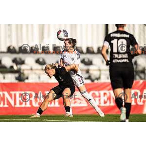 Gala Ravnik in action during UEFA Women’s Champions League 2025/26 qualifications football match between ZNK Mura Nona and Spartak Myjava in Fazanerija, Murska Sobota, Slovenia on August 27, 2025. Photo: Jure Banfi
