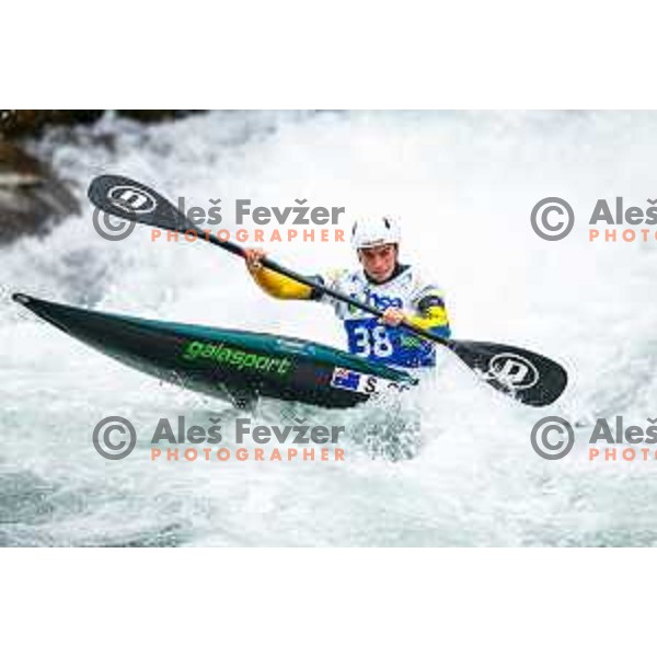 in action during ICF World Cup Canoe Slalom Women’s K-1 race in Tacen, Ljubljana, Slovenia on August 29, 2025