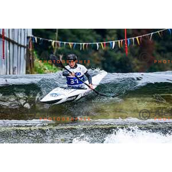 Lea Novak (SLO) in action during ICF World Cup Canoe Slalom Women’s K-1 race in Tacen, Ljubljana, Slovenia on August 29, 2025