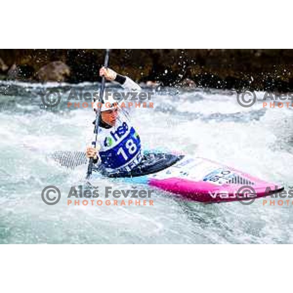 Ajda Novak (SLO) in action during ICF World Cup Canoe Slalom Women’s K-1 race in Tacen, Ljubljana, Slovenia on August 29, 2025