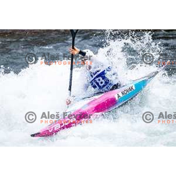 Ajda Novak (SLO) in action during ICF World Cup Canoe Slalom Women’s K-1 race in Tacen, Ljubljana, Slovenia on August 29, 2025