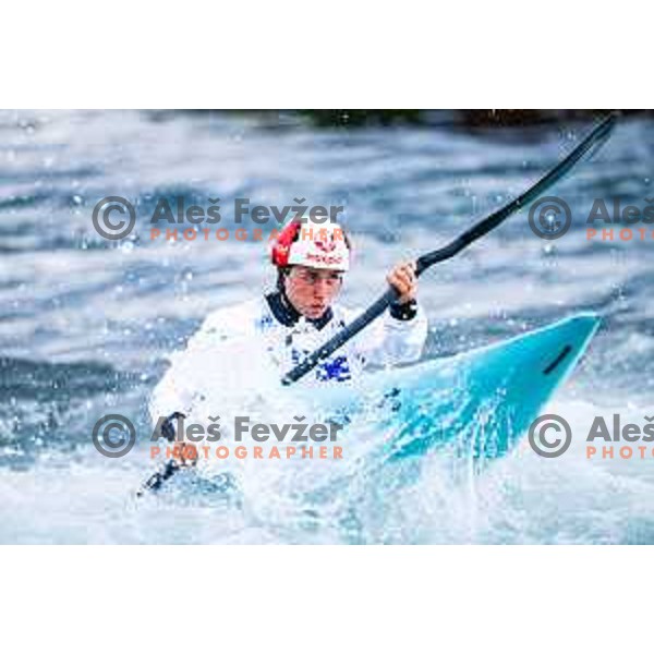 in action during ICF World Cup Canoe Slalom Women’s K-1 race in Tacen, Ljubljana, Slovenia on August 29, 2025
