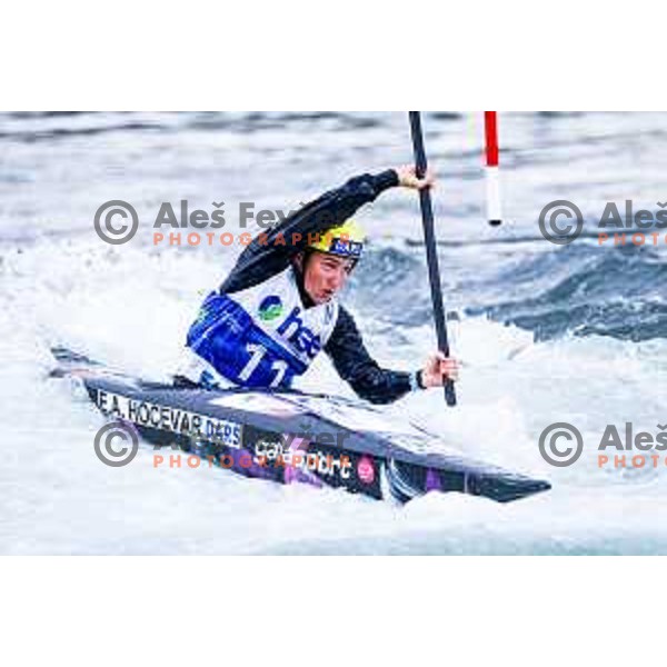 Eva Alina Hocevar (SLO) in action during ICF World Cup Canoe Slalom Women’s K-1 race in Tacen, Ljubljana, Slovenia on August 29, 2025