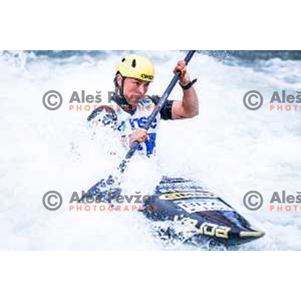  in action during ICF World Cup Canoe Slalom Women’s K-1 race in Tacen, Ljubljana, Slovenia on August 29, 2025