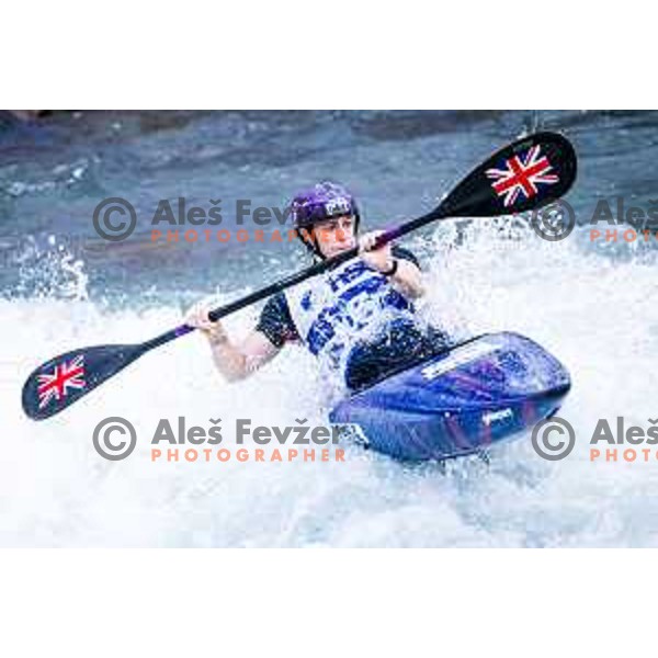 Kimberley Woods (GBR) in action during ICF World Cup Canoe Slalom Women’s K-1 race in Tacen, Ljubljana, Slovenia on August 29, 2025
