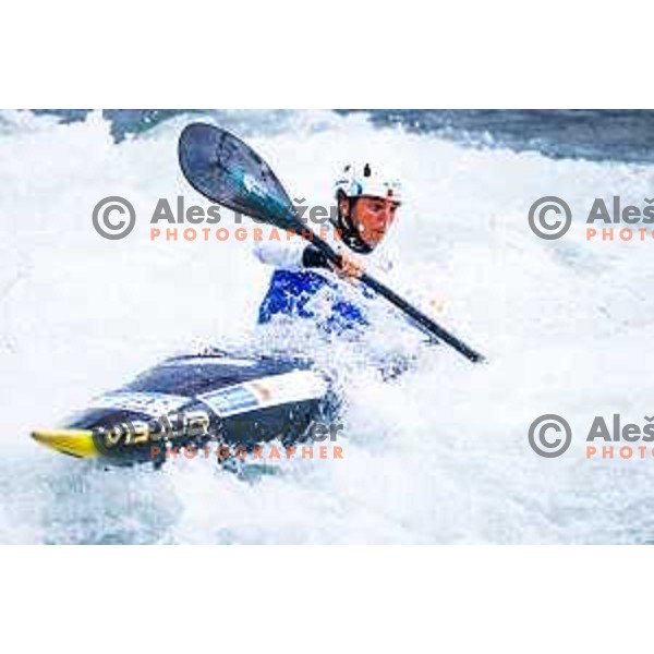 in action during ICF World Cup Canoe Slalom Women’s K-1 race in Tacen, Ljubljana, Slovenia on August 29, 2025