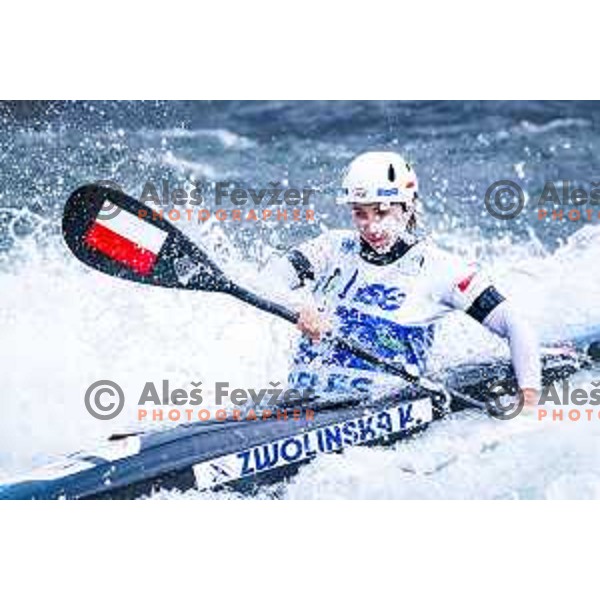 Klaudia Zwolinska (POL) in action during ICF World Cup Canoe Slalom Women’s K-1 race in Tacen, Ljubljana, Slovenia on August 29, 2025