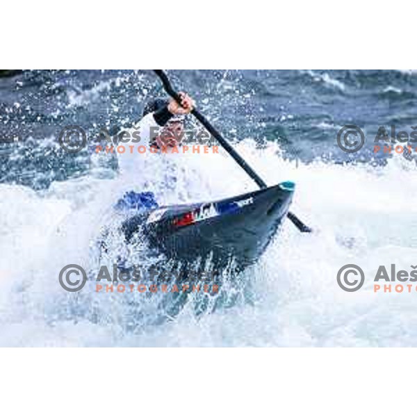 Camille Prigent (FRA)in action during ICF World Cup Canoe Slalom Women’s K-1 race in Tacen, Ljubljana, Slovenia on August 29, 2025
