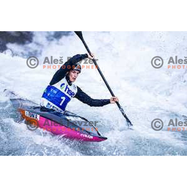 Riccarda Funk in action during ICF World Cup Canoe Slalom Women’s K-1 race in Tacen, Ljubljana, Slovenia on August 29, 2025