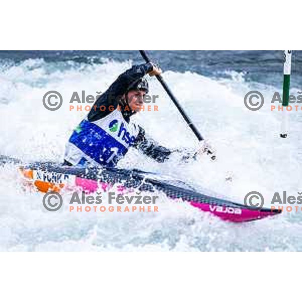 Riccarda Funk in action during ICF World Cup Canoe Slalom Women’s K-1 race in Tacen, Ljubljana, Slovenia on August 29, 2025