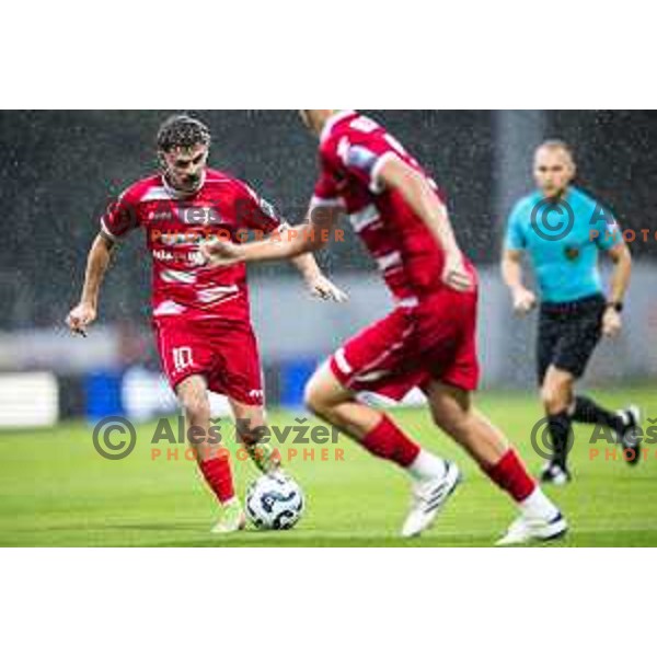 Emir Saitoski in action during Prva liga Telemach 2025/26 football match between NK Aluminij and NK Koper in Sportni park Kidricevo, Slovenia on August 29, 2025. Photo: Jure Banfi