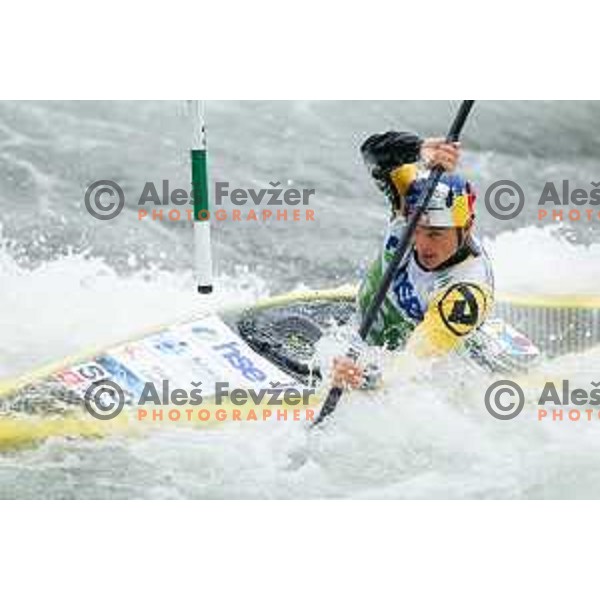 Peter Kauzer (SLO) in action during ICF World Cup Canoe Slalom Men’s K-1 race in Tacen, Ljubljana, Slovenia on August 29, 2025
