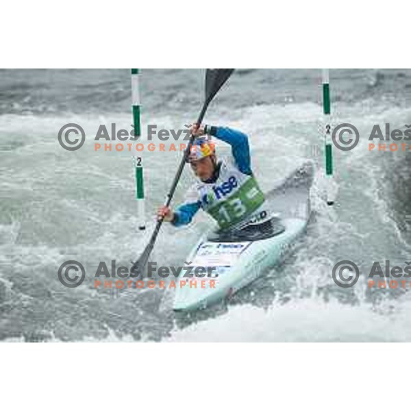 Ziga Lin Hocevar (SLO) in action during ICF World Cup Canoe Slalom Men’s K-1 race in Tacen, Ljubljana, Slovenia on August 29, 2025
