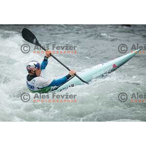 Ziga Lin Hocevar (SLO) in action during ICF World Cup Canoe Slalom Men’s K-1 race in Tacen, Ljubljana, Slovenia on August 29, 2025
