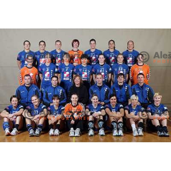 Players of handball team Krim Mercator at official team shot for 2008-09 Championsleague. Ljubljana, Slovenia 29.10.2008 