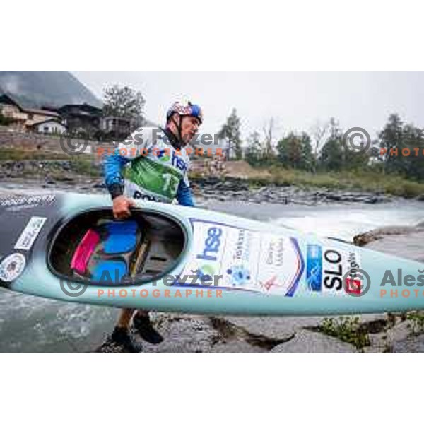Ziga Lin Hocevar (SLO) in action during ICF World Cup Canoe Slalom Men’s K-1 race in Tacen, Ljubljana, Slovenia on August 29, 2025
