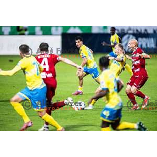 Nik Omladic vs Tomislav Jagic in action during Prva liga Telemach 2025/26 football match between NK Aluminij and NK Koper in Sportni park Kidricevo, Slovenia on August 29, 2025. Photo: Jure Banfi