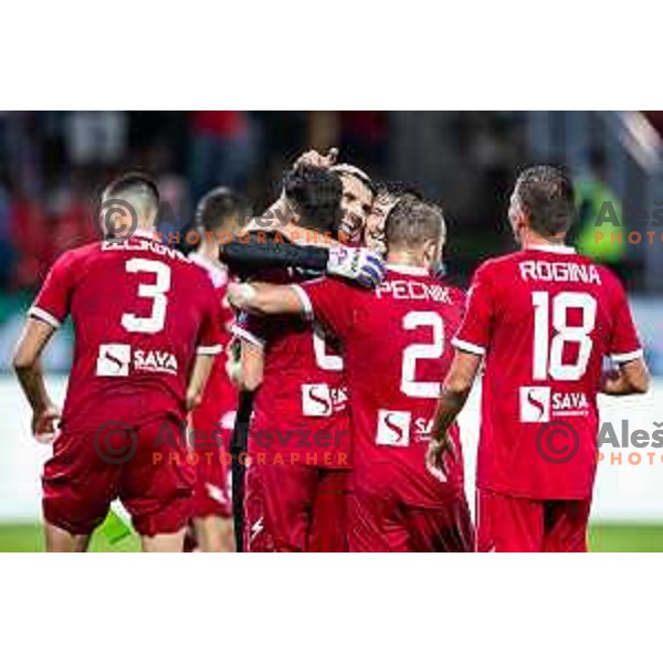 Matjaz Rozman celebrates victory after Prva liga Telemach 2025/26 football match between NK Aluminij and NK Koper in Sportni park Kidricevo, Slovenia on August 29, 2025. Photo: Jure Banfi