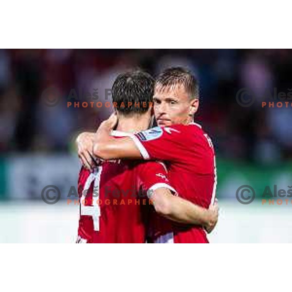 celebrates victory after Prva liga Telemach 2025/26 football match between NK Aluminij and NK Koper in Sportni park Kidricevo, Slovenia on August 29, 2025. Photo: Jure Banfi