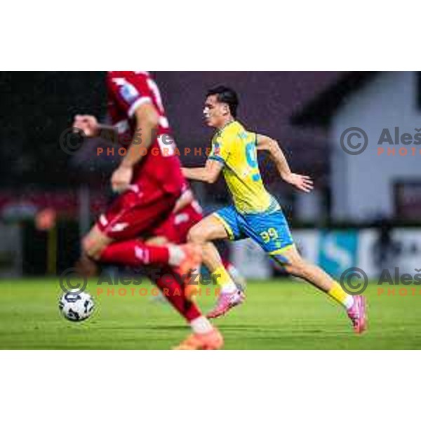 Kamil Manseri in action during Prva liga Telemach 2025/26 football match between NK Aluminij and NK Koper in Sportni park Kidricevo, Slovenia on August 29, 2025. Photo: Jure Banfi