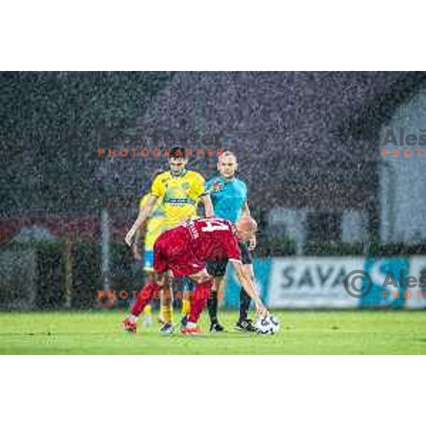 Tomislav Jagic in action during Prva liga Telemach 2025/26 football match between NK Aluminij and NK Koper in Sportni park Kidricevo, Slovenia on August 29, 2025. Photo: Jure Banfi